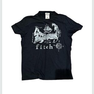 Abercrombie & Fitch Boys Pirate Map Graphic T-Shirt Size M Black